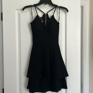 Black open back dress